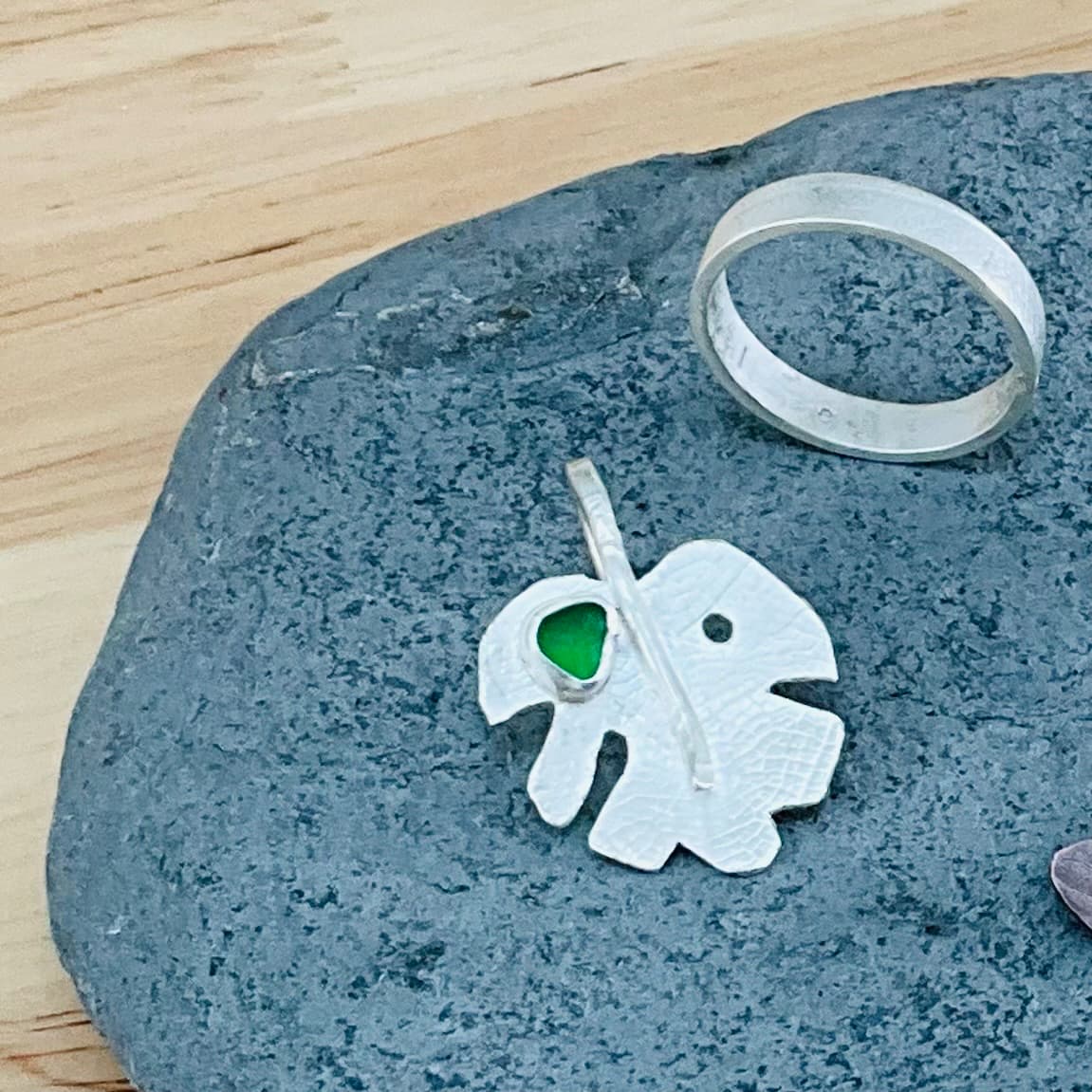 Sea Glass Silver Ring or Pendant